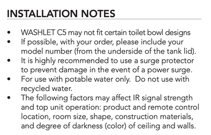 TOTO Washlet C5 with Remote