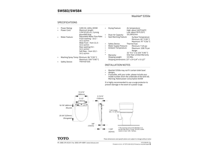 TOTO TSW58301  Washlet" Toilet Seat.