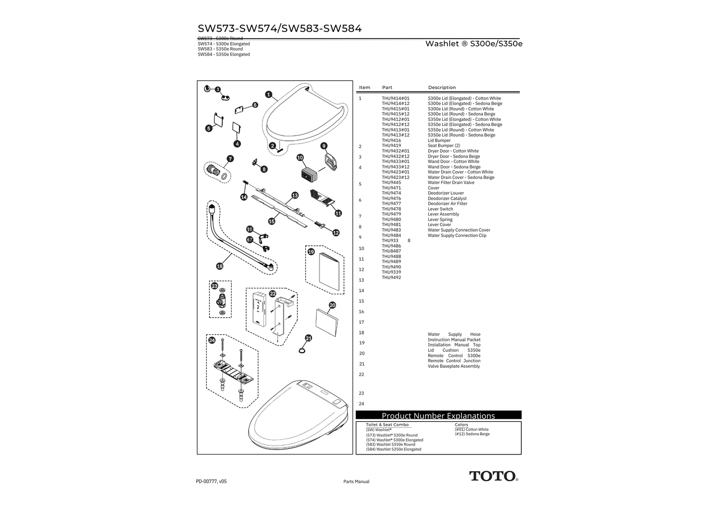 TOTO TSW58301 "SW584  Washlet" Toilet Seat.